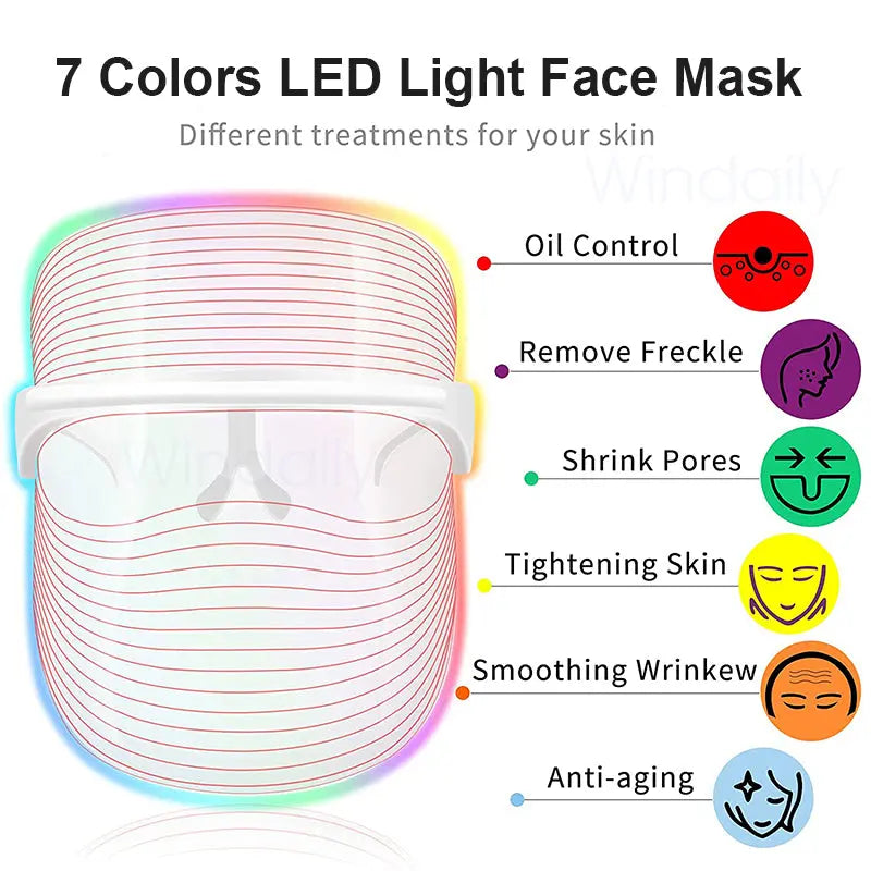 Close-Up of LED-Light Therapy Facial Mask Highlighting Multi-Color LEDs